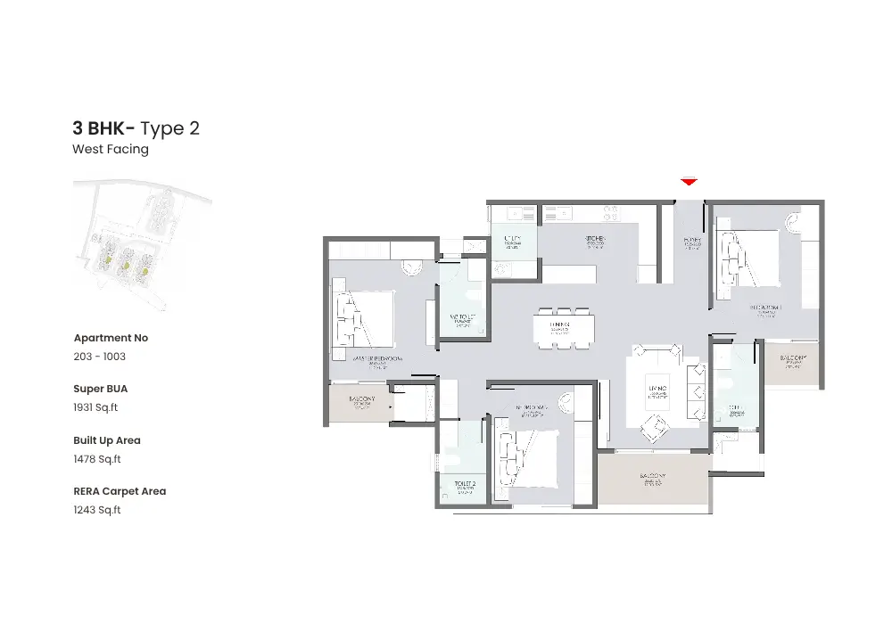 Serene Heights 3 bhk floor plan