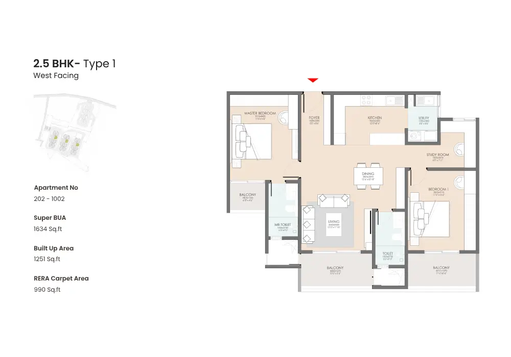Serene Heights Modern Spaaces 2 bhk floor plan