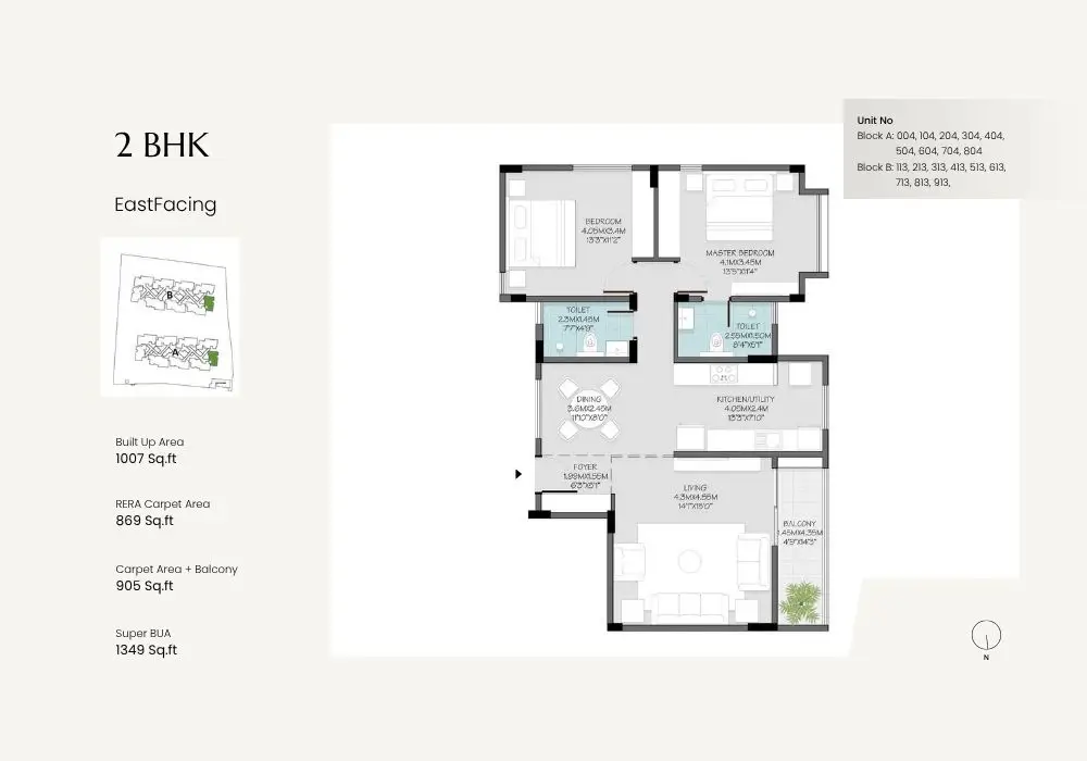 green storeys by modern spaaces 2 bhk floor plan