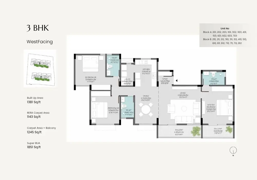 green storeys by modern spaaces 3 bhk floor plan
