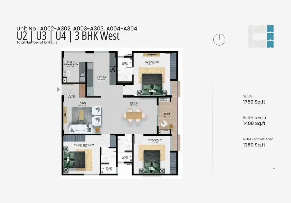 windmere by modern spaaces floor plan 3 bhk west